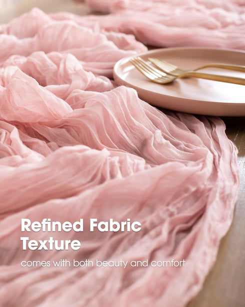 2-Pack 120'' Pureegg Cheesecloth Table Runner, Easter Spring Boho Gauze Table Cloth Decorations for Party, Baby Shower
