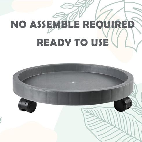 2 Pack 12.6 Inch of Planter Caddies Rolling Saucer Caddy with Wheels, Heavy Duty Wheeled Stand for Potted Plant, Round