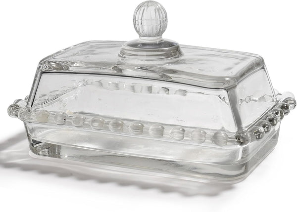 Clear Glass Butter Dish with Lid Covered Butter Container for Tabletop &