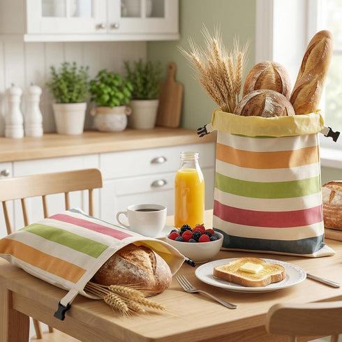 Holaraon 2 Reusable Beeswax Bread Bags for Homemade, Natural Linen Sourdough Bread Storage Bag with Buckle, Large
