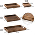 Set 7 Yangbaga Rustic Wooden Serving Trays with Handle - of Rectangular Platters for Entertaining, Breakfast, Coffee