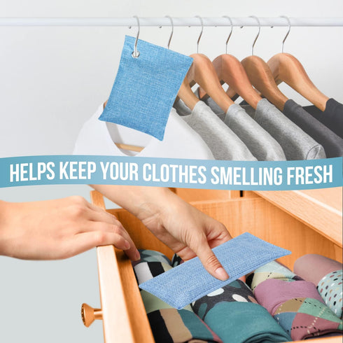 Closet and Drawer Deodorizer Bags, 4 Pack Organic Charcoal Odor Eliminator for Closet and Drawers