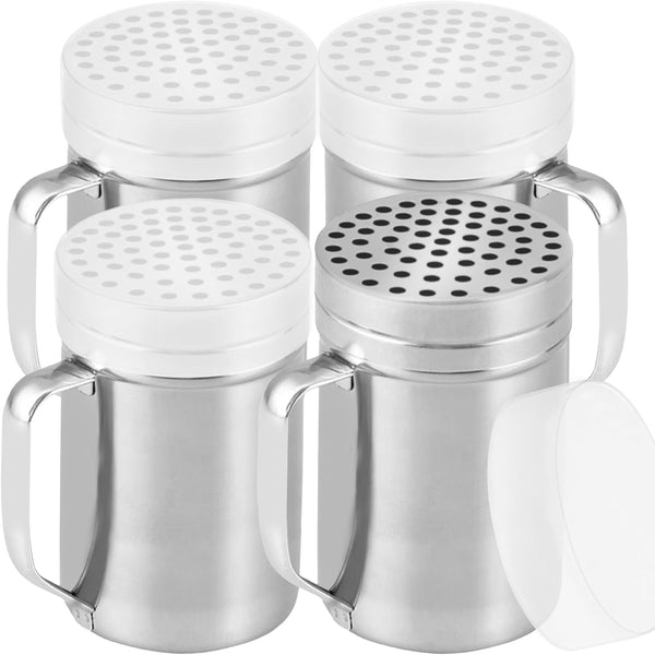 CUSINIUM 14oz Metal Parmesan Cheese Shakers with Large Holes - With Handle