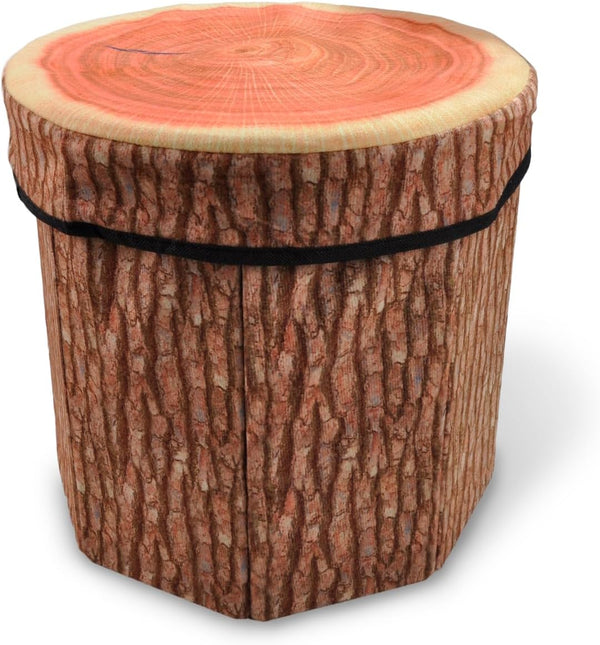 CHEFAN Fruit Storage Stool Ottoman,Tree Stump Stool, Cute Folding Storage Toy Box,