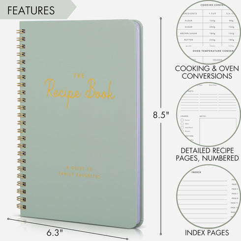 ZICOTO Aesthetic Blank Recipe Book - The Perfect Notebook to Organize Your Own Recipes