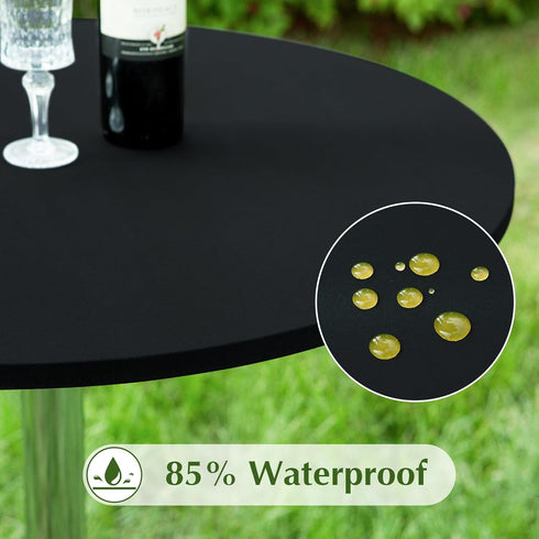 2 Pack 20 Inch Round Fitted Tablecloth Stretch Spandex Table Cover Black Washable Table Cloth Elastic Table Topper