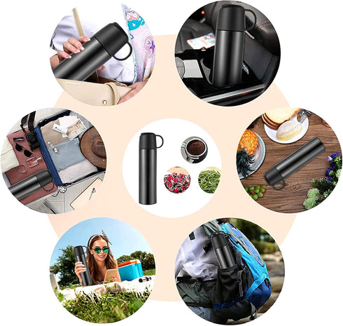 17oz Stainless Steel Insulated Vacuum Water Bottle, Double Walled Flask Thermos Cup, Leakproof Lid, Sport Travel Mug