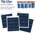 Spice Labels (Navy Blue), Preprinted White, Black, and Blue Labels for Spice Jars