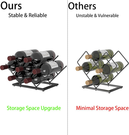 Wine Rack Countertop - Black Metal Wine Bottle Organizer for Home Bar, Kitchen, Cabinet, Tabletop (7 Bottles Capacity)