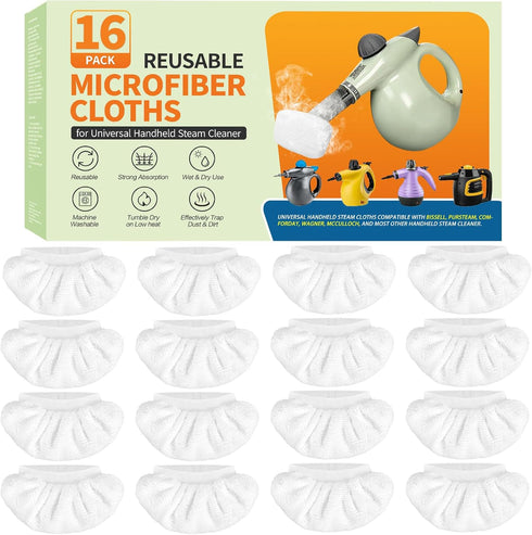 NXPPYY 16-Pack Universal Microfiber Cloths, Handheld Steam Cleaner Attachments - Steam Cleaner Accessories