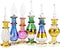 NileCart 6 Pack Egyptian Perfume Bottles - 2” Hand Blown with Handmade Golden Decoration for Oils & Essential Oils