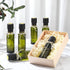 Reallnaive 4 oz Green,20 Mini Glass Olive Oil Bottles Empty Sauce Condiment Bottles with Dropper Inserts and Sticker