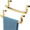 mDesign Steel Over Door Curved Towel Bar Storage, Hanger for Kitchen or Bathroom, 2 Pack, Soft Brass
