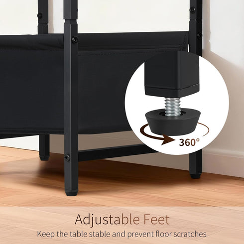 Set 2, 2 Small End Tables of Tier Side Tables with Fabric Storage Basket, Nightstands for Living Room, Bedroom, Office