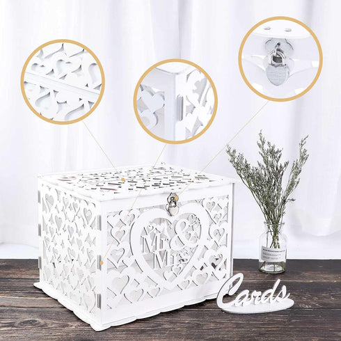 Ywlake Large Rustic Wedding Money Box Holder with Lock Slot for Reception, Anniversary, Graduation, Birthday Parties