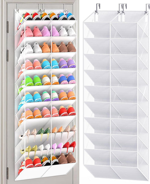 UVIAHOMI 20-30 Pairs Over the Door Shoe Organizer, Clear Pockets Hanging Shoe