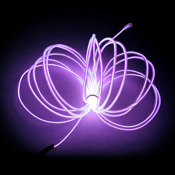 MaxLax EL Wire Purple, 9.8ft/3m Portable Battery Pack Neon Light Strip 360 Cuttable