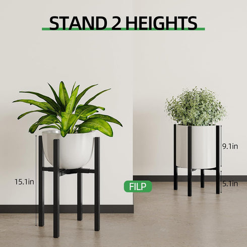 9 15 Inch 160 LB Adjustable Metal Plant Stand Indoor, Mid Century Modern Outdoor Planter Holder for to Pots, Heavy Duty