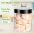 Mfacoy 6 Pack Plastic Jars with Lids, 8 oz Clear Storage Container, Leakproof Plastic Mason Jars, Empty Round Slime Container, Cosmetic Jars for Storing Dry Food, Peanut, Spice, Cookie, Candy