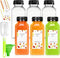 Leaflai Juice Bottles - 12oz Bottles with Lids, 6 pcs Plastic Juice Containers