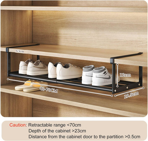 Closet, (Black-1Pcs) Hanging Shoe Organizer for Expandable Rack Organizer Under Cabinet Shelf - for Kitchen, Book