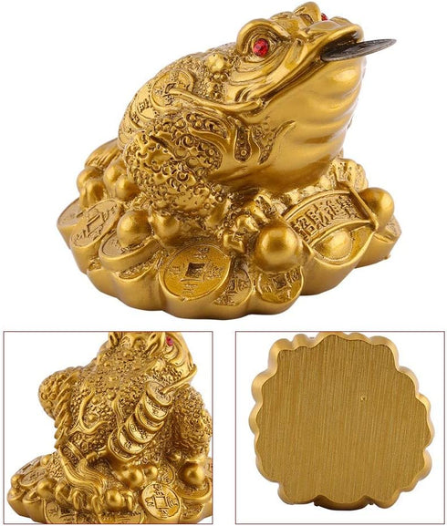 Hilitand Money Frog Toad Decoration, Chinese Feng Shui Wealth Lucky Money Frog Statue for Home Office Decoration