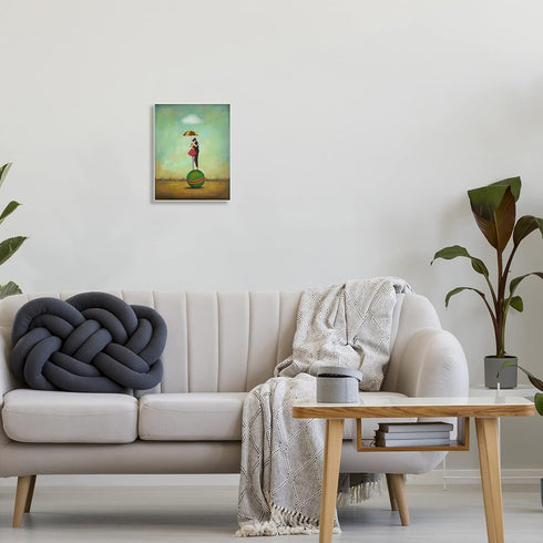 Stupell Industries Surreal People & Umbrella Balancing Green Striped Ball, Design by Duy Huynh, 10 x 15, Green
