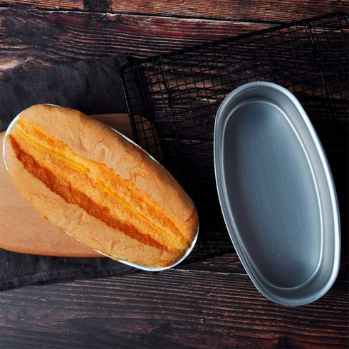 2 Pack Non-Stick Pro Bakeware Loaf Pans, 8in Oval Shape Aluminum Cake Pan for Home Kitchen, Bakery Breads
