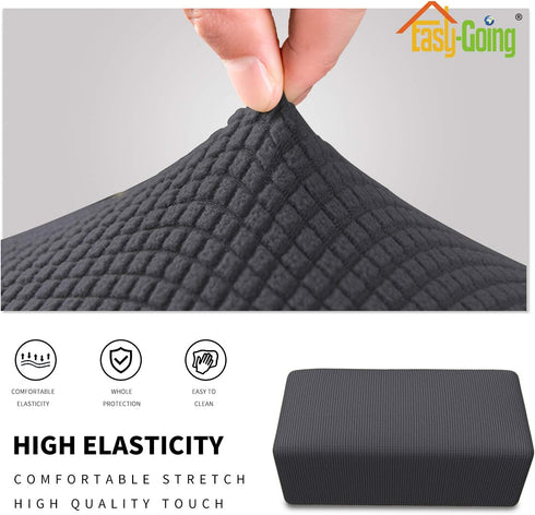 Easy-Going Stretch Ottoman Cover Folding Storage Stool Furniture Protector Soft Rectangle slipcover with Elastic Bottom
