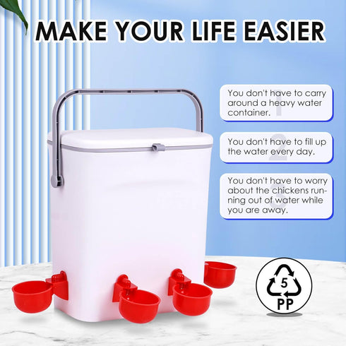 4 (2 Automatic Chicken Waterer with Float Valve Kit Hose Attachment and Poultry Water Cups, Duck Chicken Water Feeder