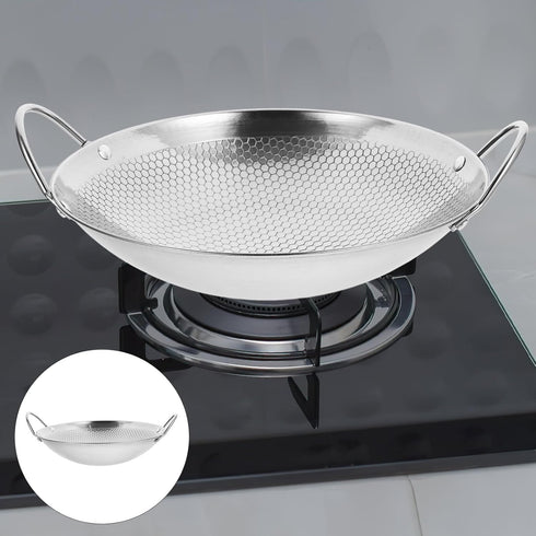 BESTonZON Stainless Steel Wok Pan, Everyday Pan, Korean Pan, Mini Wok Cookware, Non Stick Deep Frying Pot, Metal