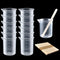 Coopay 12 Pack 100ml/3.4oz Plastic Beakers, Clear Multipurpose Measuring Cups with 50 Pack Wooden Stirring Sticks