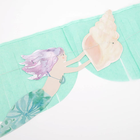 Meri Meri Mermaid Fringe Party Banner (Pack of 2), 8.5' Party Garland for Mermaid Party Decorations