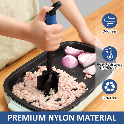 Ourokhome Meat Chopper for Ground Beef, Stable Operation Cooking Utensil for Hamburger, Masher for Potato, Navy