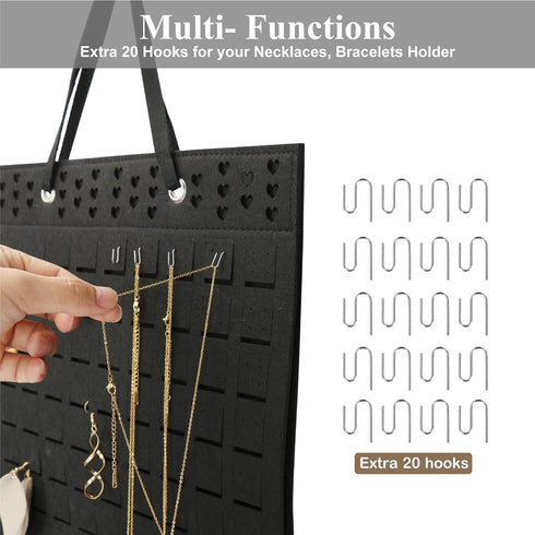 Hanging Earrings Organizer, Earring Holder with 20 Hooks, Holds Up to 300 Pairs, Compact Design for Women Girls
