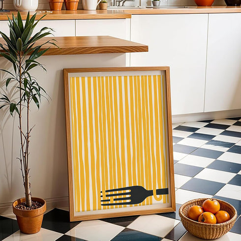 YOAXIVLK Room12"x16" Modern Kitchen Wall Decor Trendy Funny Kitchen Food Poster Retro Food Print Simple-line Home Wall