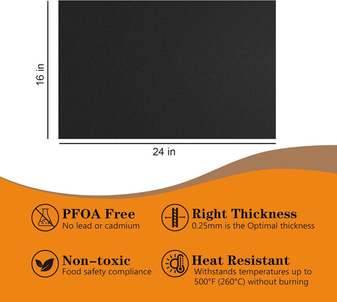 UBeesize 2 Pack Large Oven Liners, 16x24 Inch Heavy Duty Non Stick Teflon Mats for Ovens and Grills