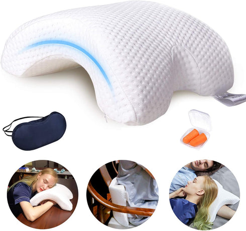 Sleeping Cuddle Pillow for Couple, Memory Foam Arched U-Shaped Arm Hole Pillow,