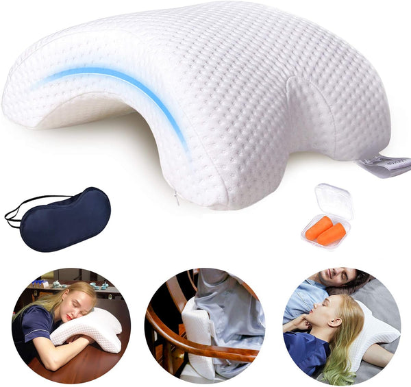 Sleeping Cuddle Pillow for Couple, Memory Foam Arched U-Shaped Arm Hole Pillow,