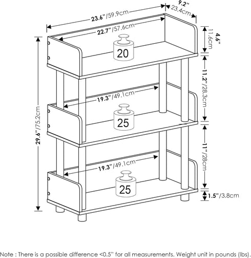 Furinno Turn-N-Tube 3-Tier Toolless Freestanding Display Rack, Espresso