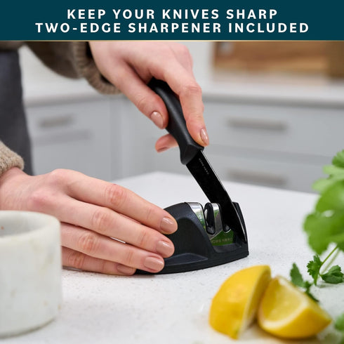 Home Hero 11 Pcs Kitchen Knife Set - High Carbon Stainless Steel Knife Block Set with Sharpener and Ergonomic Handles
