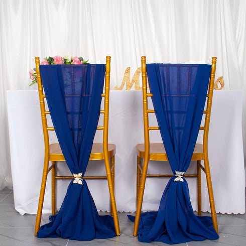 ShinyBeauty Chiffon Table Runner, Royal Blue Voile Sheer Tulle for Wedding Birthday Baby Shower Party Decoration