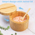 HTB Bamboo Salt Cellar with Mini Spoon, Kitchen Salt Box with Swivel Magnetic Closure Lid, Round Salt Container