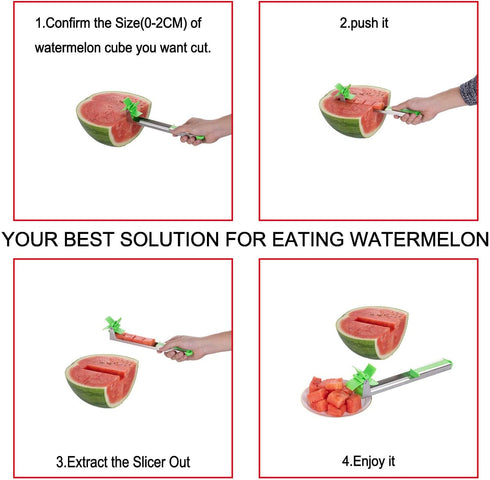 YIDADA Watermelon Windmill Cutter Slicer, Stainless Steel Fruit Tools with Melon Scoop for Quick Cutting