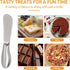 Spreader Knife Set, 4-Piece Cheese and Butter Knives, Mini Serving Tongs, Stainless Steel Multipurpose Knives