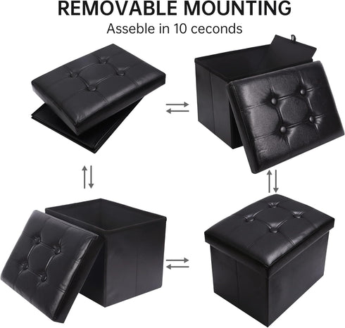 SOYOTA Storage Ottoman Cube Storage Ottoman as Foot Stool, Foot Rest & Stepping Stool - Folding Storage Ottoman