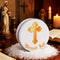 Reallnaive Blessed Salt Cellar Holy Salt Container with Gold Cross Religious Gift Catholic