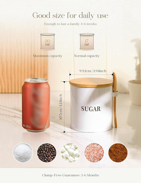 17oz Countertop AISBUGUR Sugar Bowl with Lid and Spoon: Metal Sugar Container - Airtight Food Sugar Jar - Coffee Bar