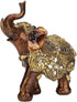 Golden Elephant Statue - Resin & Wood Grain Collectible Figurine, Feng Shui Lucky Sculpture for Home TV Cabinet