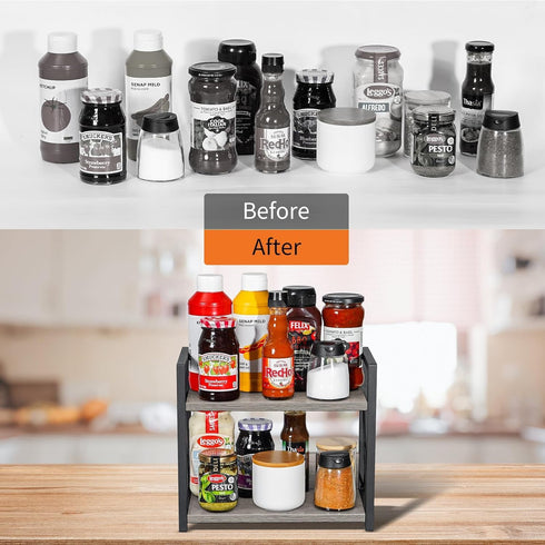 Countertop 2 Countertop, Counter Giikin Shelf Organizer, Tier Kitchen Spice Rack Organizer for Wood Coffee Shelf